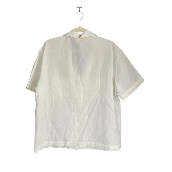 B6 Montserrat New York Button Up Shirt White Large Linen Cotton Blend - Picture 4 of 9
